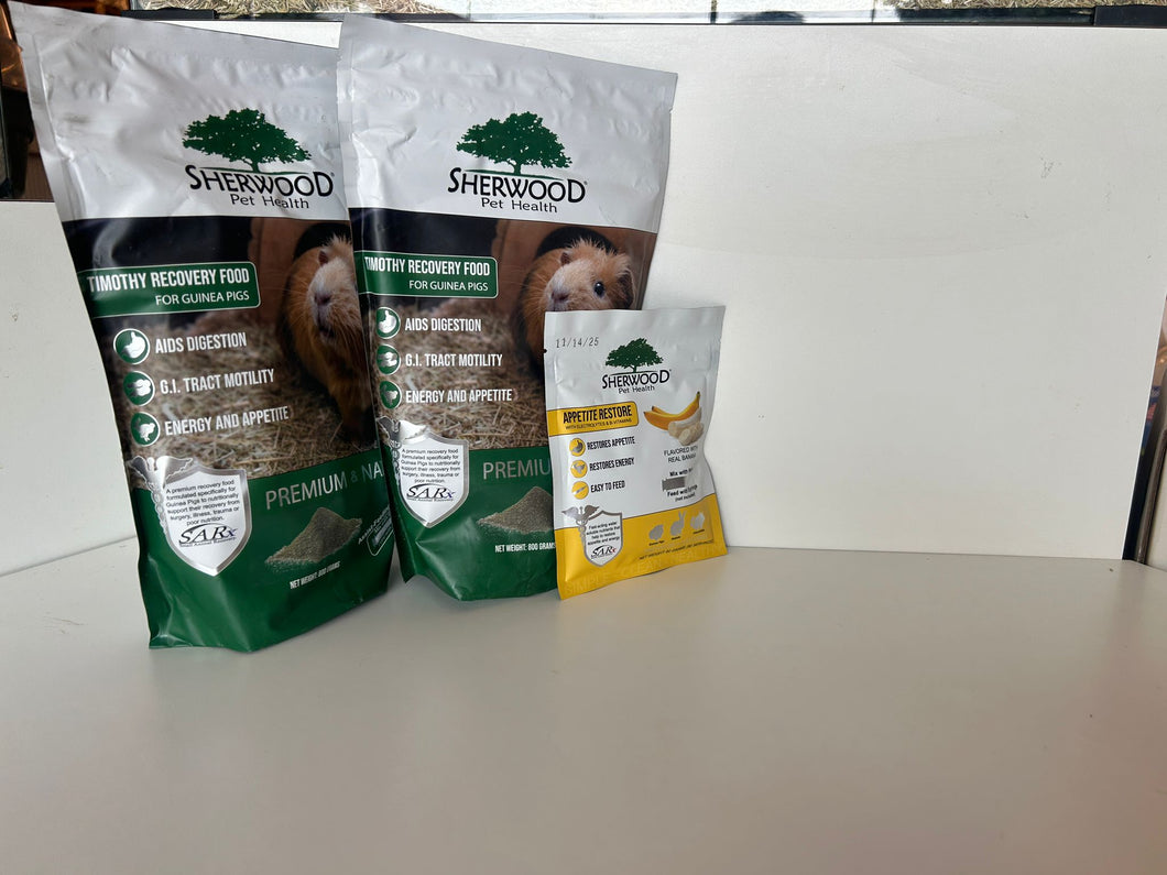 Bundle Recovery Guinea Pig ( Sherwood Recovery 800g x 2  + Sherwood Appetite Restore 60gm x1)