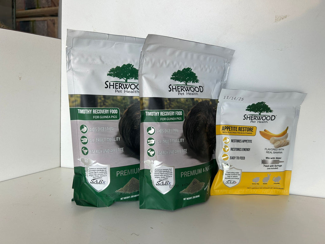 Bundle Recovery Guinea Pig ( Sherwood Recovery 200g x 2  + Sherwood Appetite Restore 60gm x1)